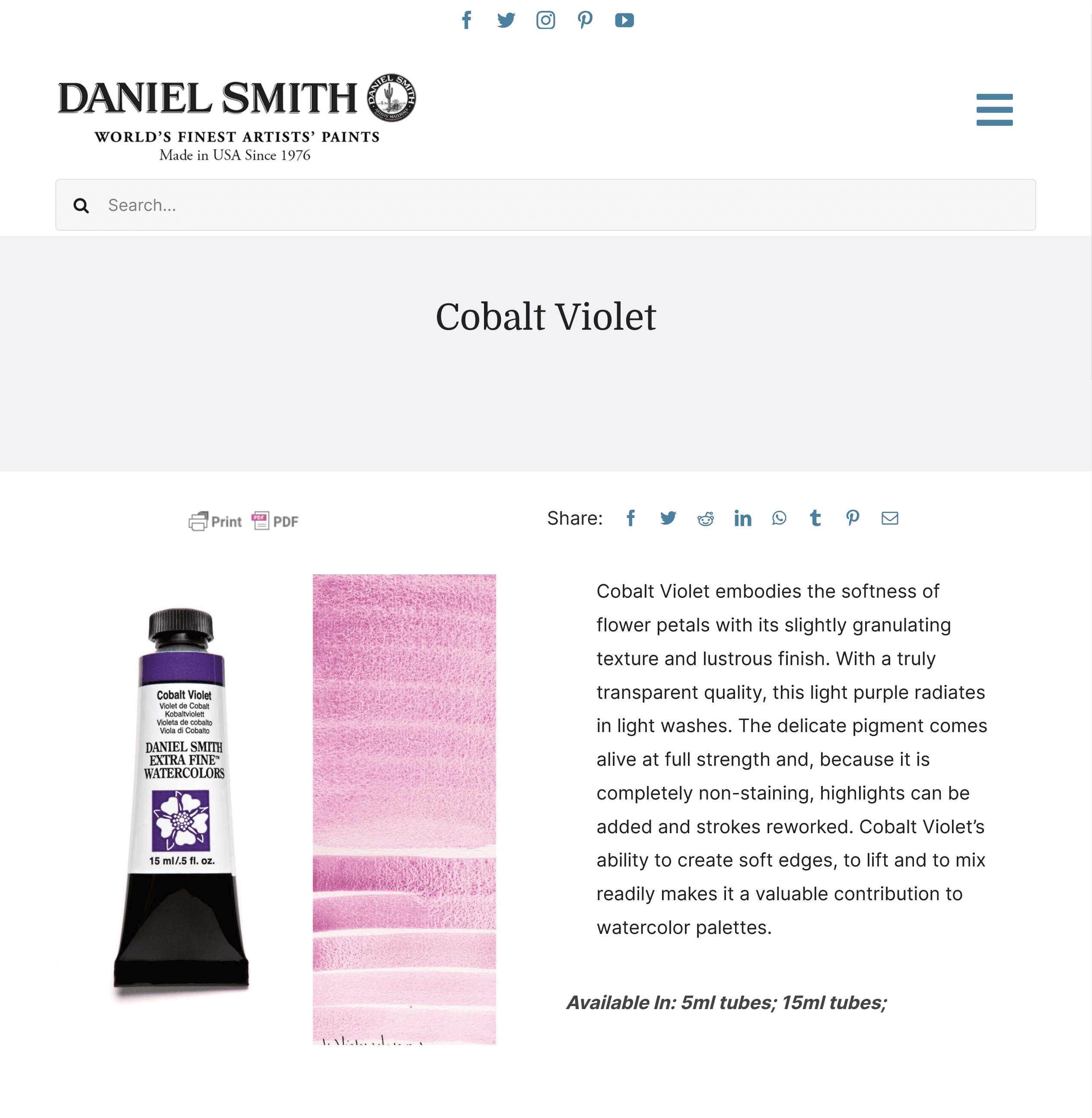 Daniel Smith Cobalt Violet PV49