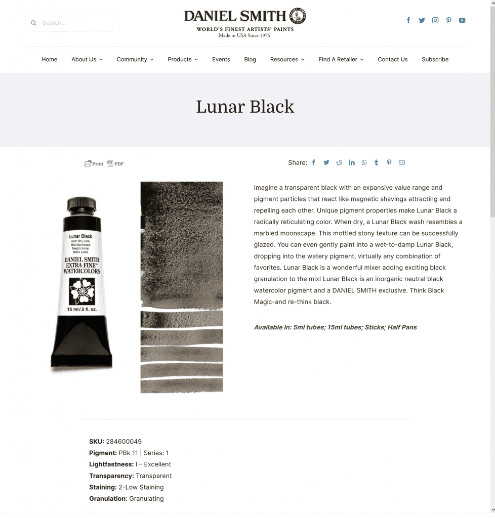 Daniel Smith lunar black