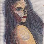 van den hooven first watercolour and wax pencil artwork portrait
